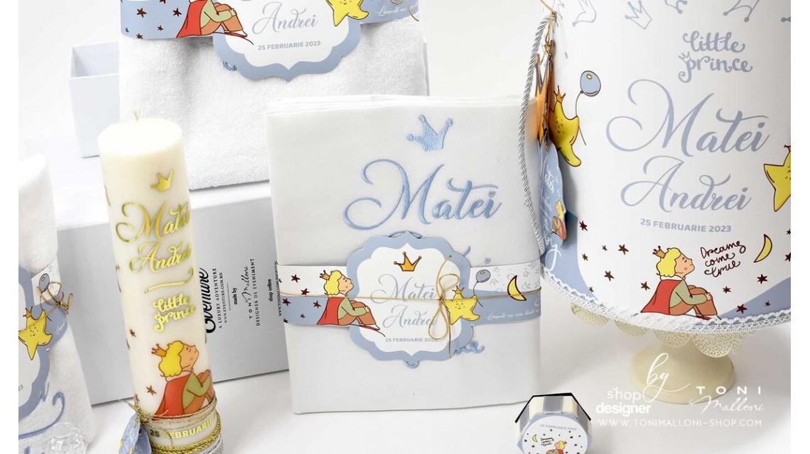 Trusou de botez cu broderie personalizata pentru baieti, Micul print, Le petit prince  12